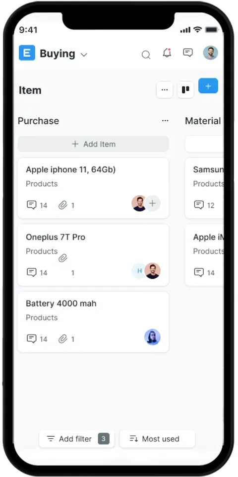 Frappe Mobile app, Buying module