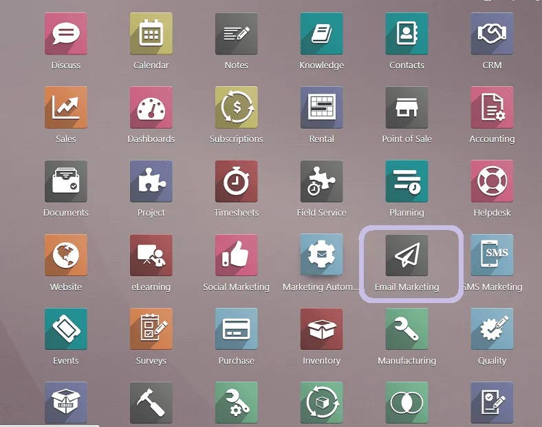 Odoo apps menu